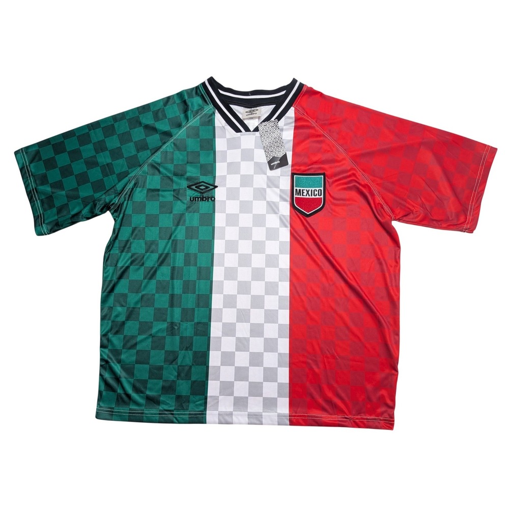 NWT Umbro Mexico Soccer Jersey Mens L Oversized 52" Chest Green Checkered